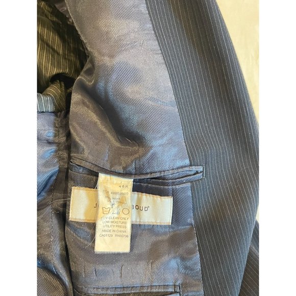 Joseph Abboud Mens Wool Coat Sports Blazer Single Breasted Long Sleeve Blue 46R - Picture 6 of 8